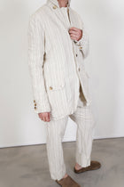 rp trousers self stripe linen natural