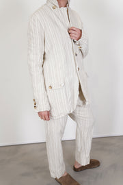 rp trousers self stripe linen natural
