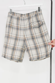 shorts textured linen check