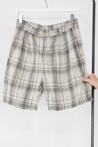 shorts textured linen check