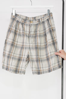 shorts textured linen check