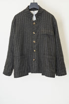 work jacket stripe wool grey