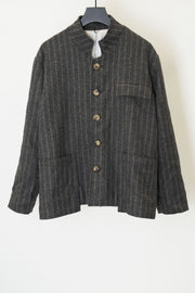 work jacket stripe wool grey