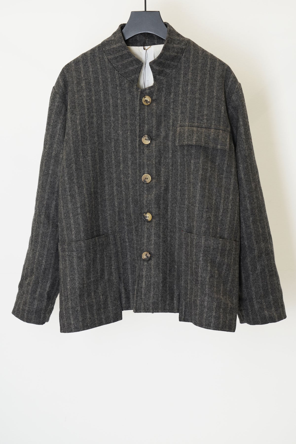 work jacket stripe wool grey