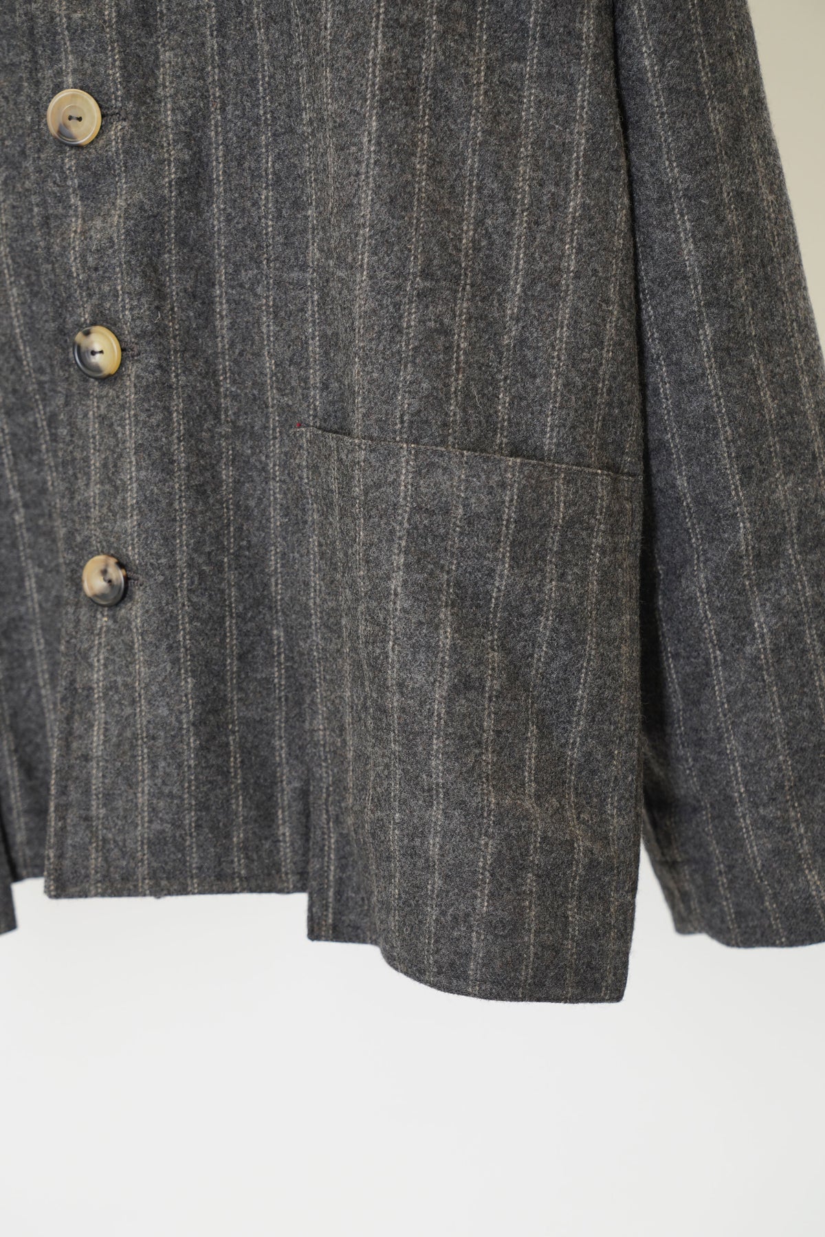 work jacket stripe wool grey