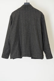 work jacket stripe wool grey