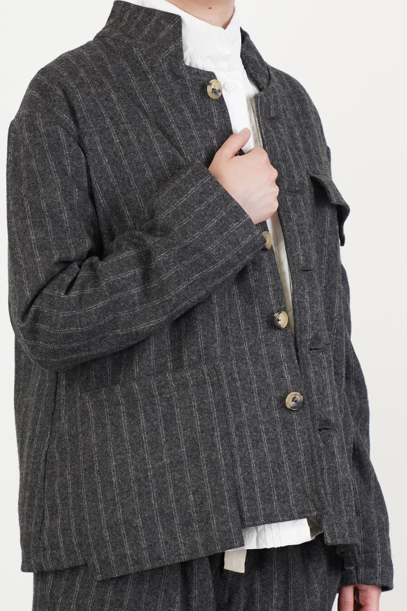 work jacket stripe wool grey