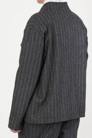 work jacket stripe wool grey