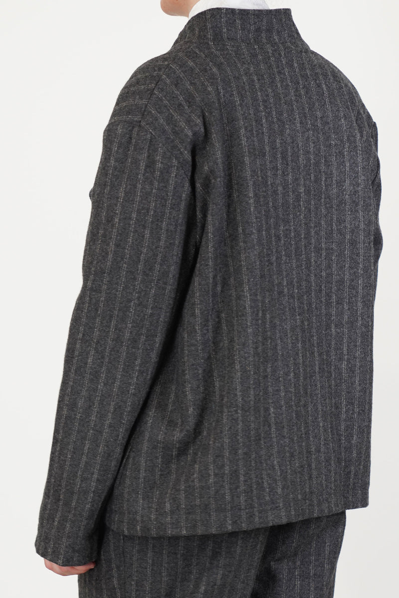 work jacket stripe wool grey