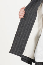 work jacket stripe wool grey