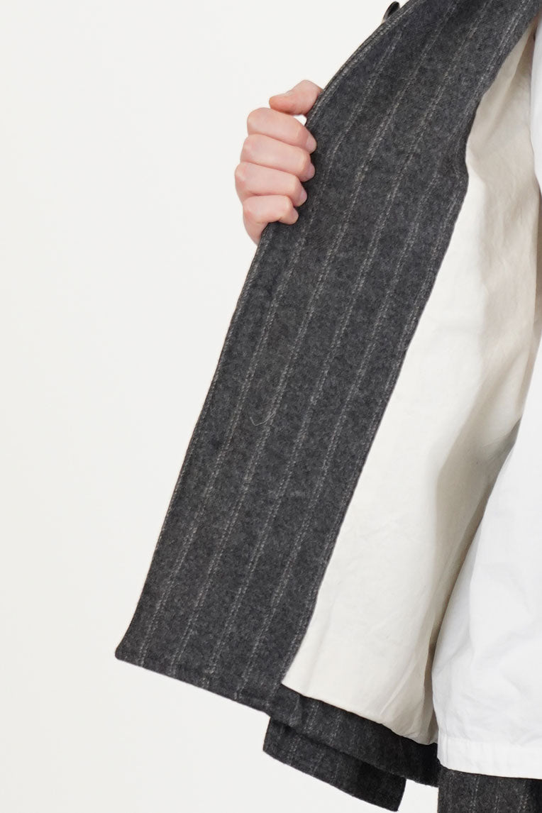 work jacket stripe wool grey