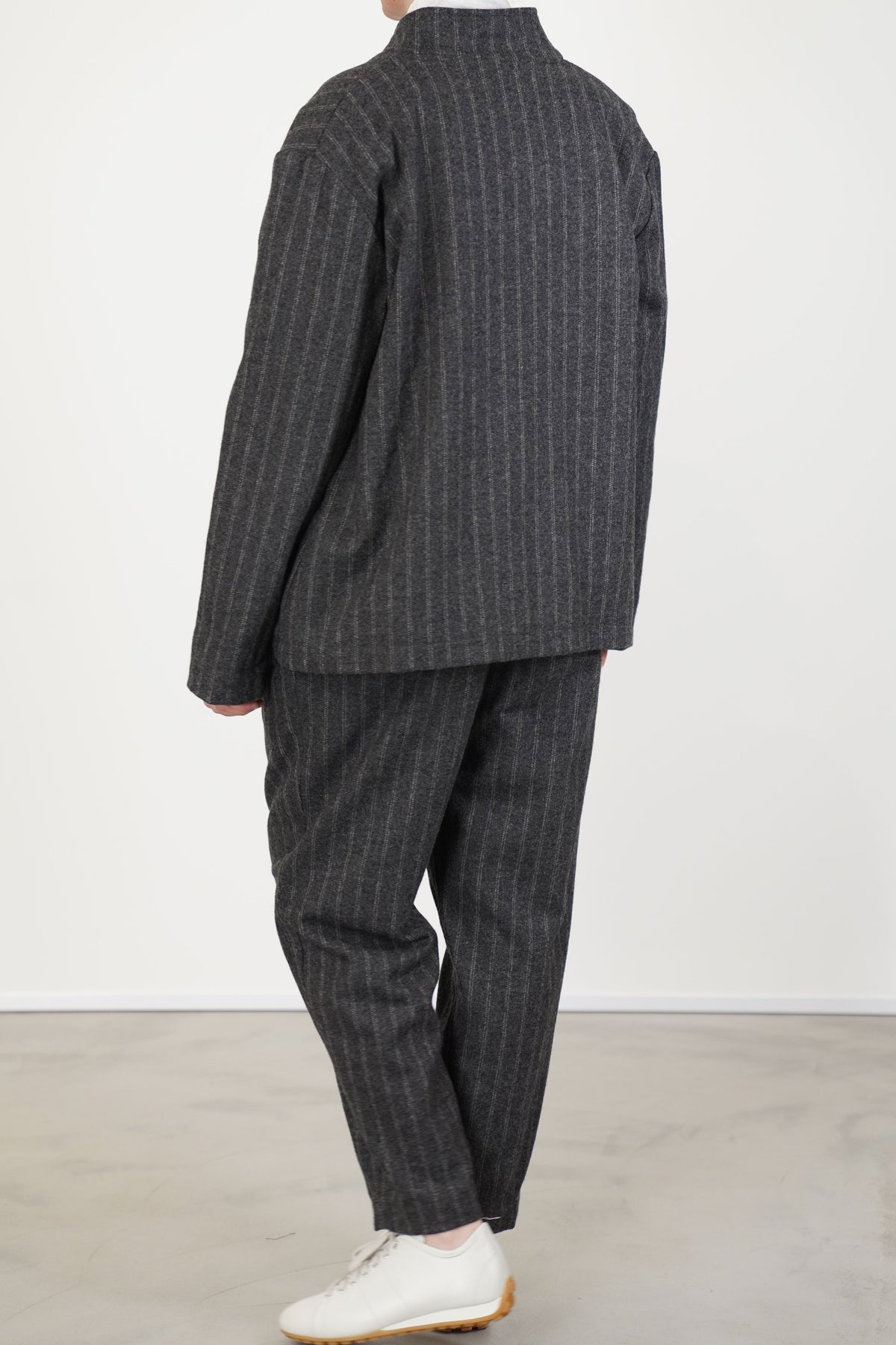 work jacket stripe wool grey