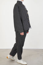 work jacket stripe wool grey