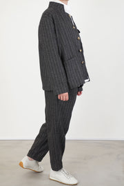 work jacket stripe wool grey
