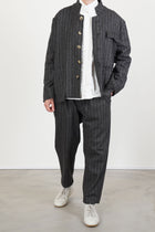 work jacket stripe wool grey