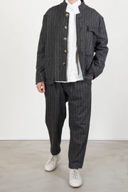 work jacket stripe wool grey