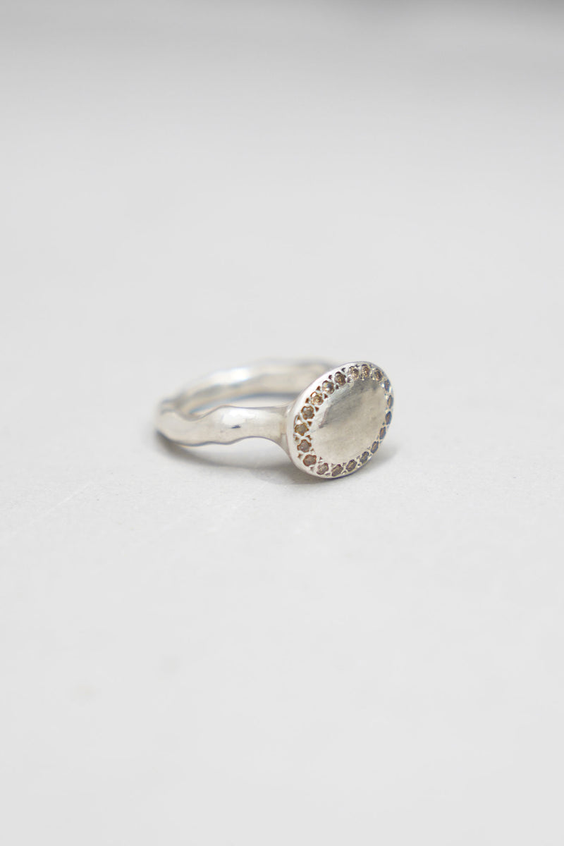 bliss ring silver cognac diamonds
