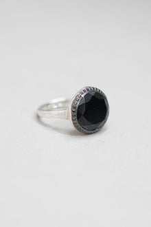 julia 1 ring silver black diamonds spinel