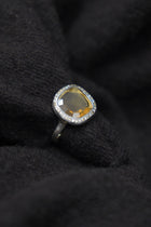 junya v ring silver cognac diamonds honey quartz