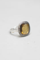 junya v ring silver cognac diamonds honey quartz
