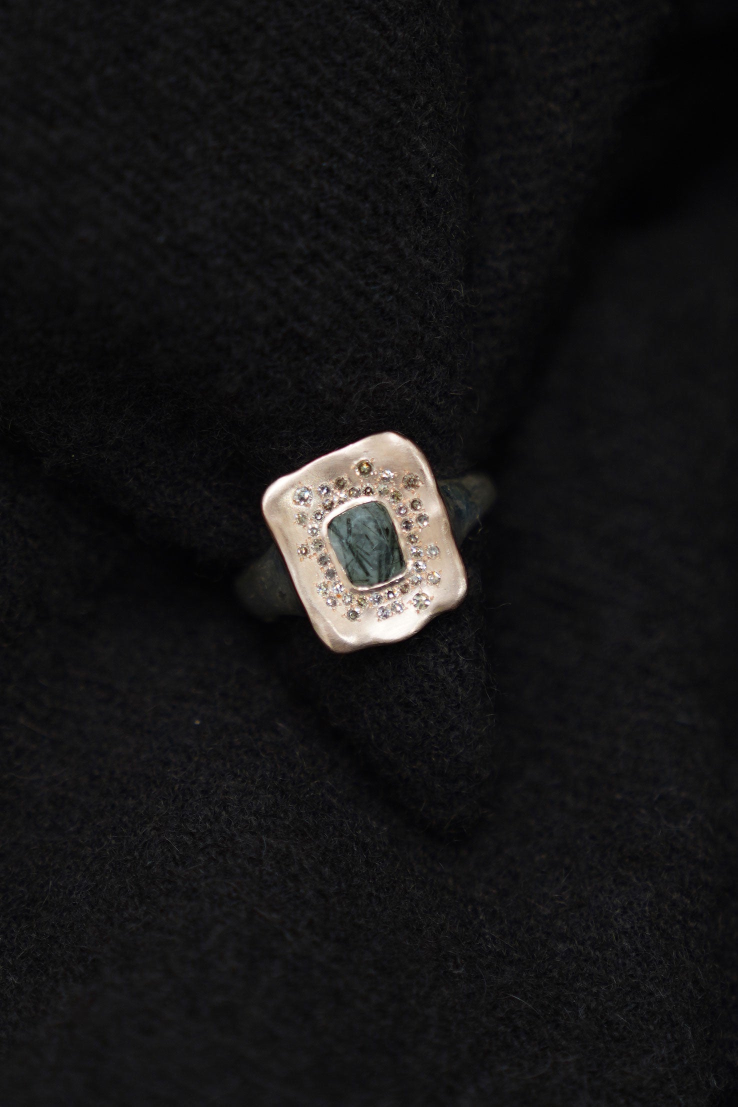 leslie ring silver pink gold green quartz