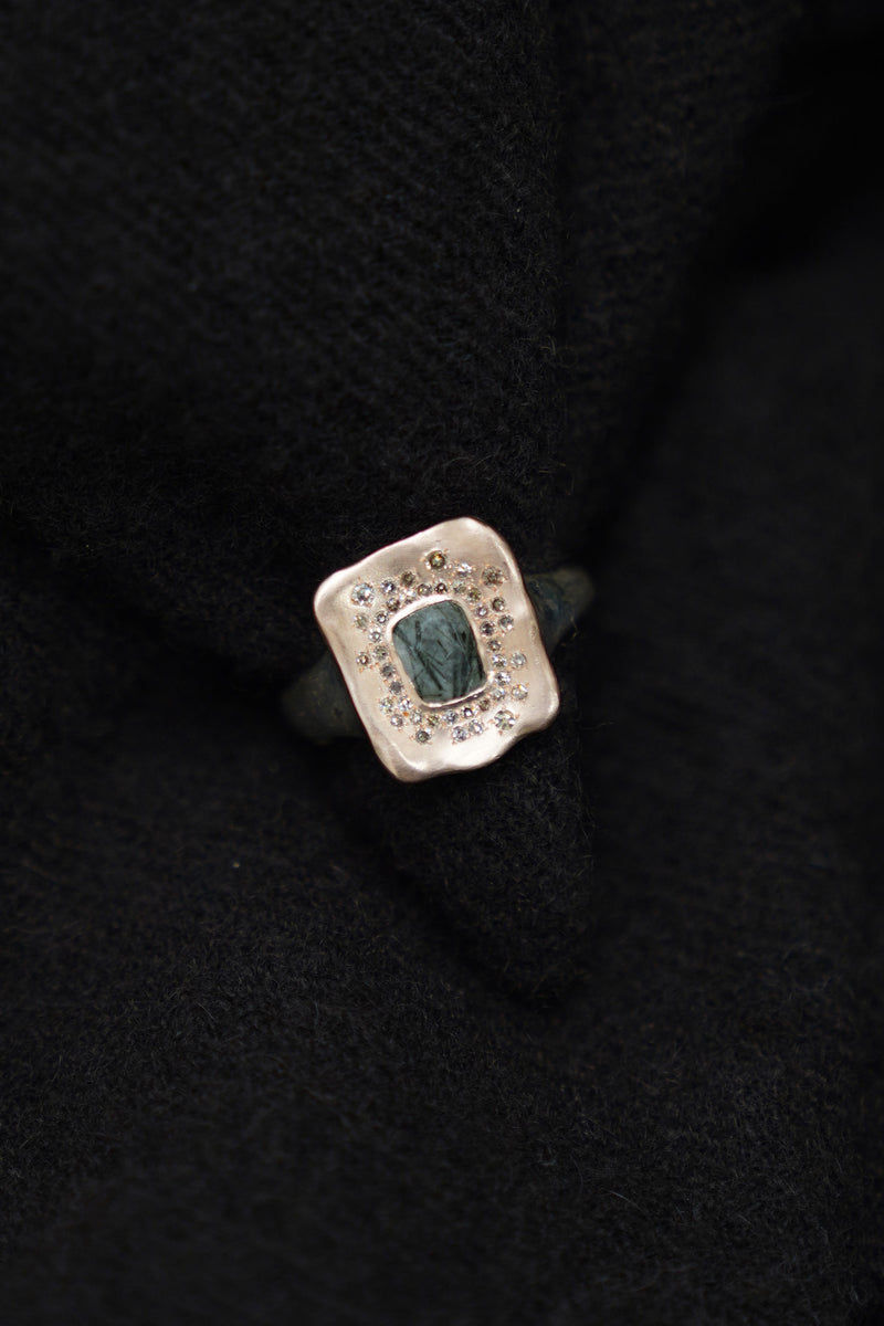 leslie ring silver pink gold green quartz