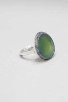 fidji ring silver blue sapphires serpentine