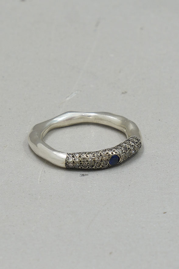 sei 4 ring silver blue saphire cognac diamonds
