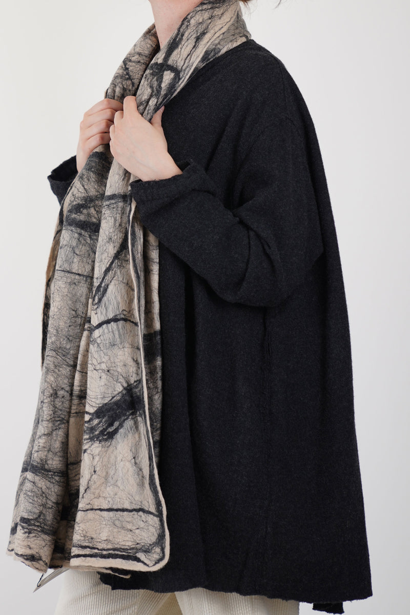 wool silk scarf beige black