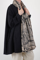 wool silk scarf beige black