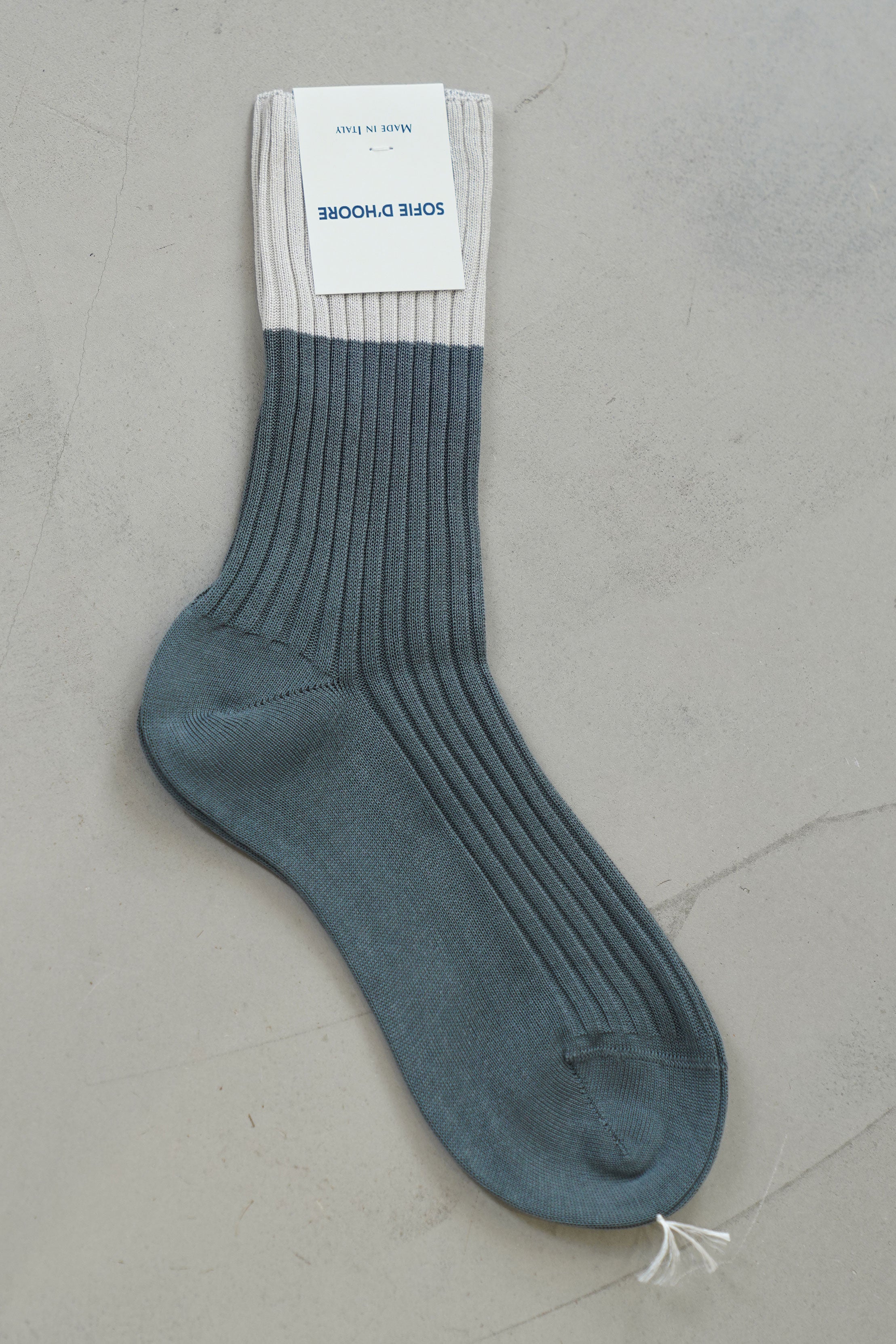 four bi-colored ribbed crew socks metal grey