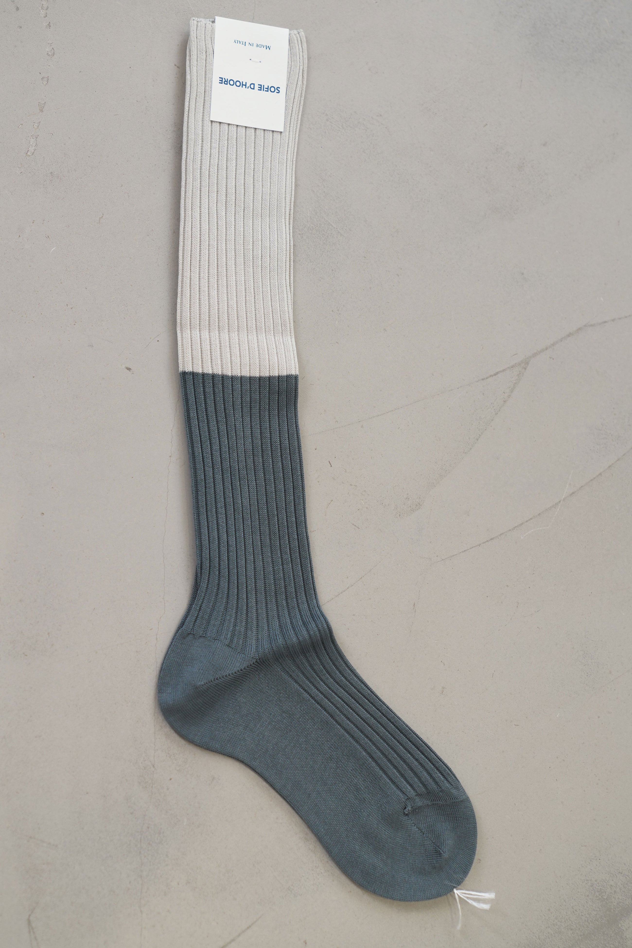 friday bi-colored ribbed long socks metal grey