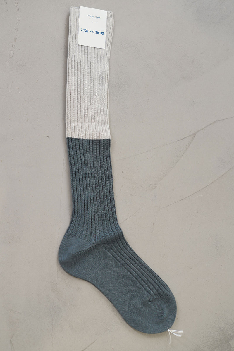 friday bi-colored ribbed long socks metal grey