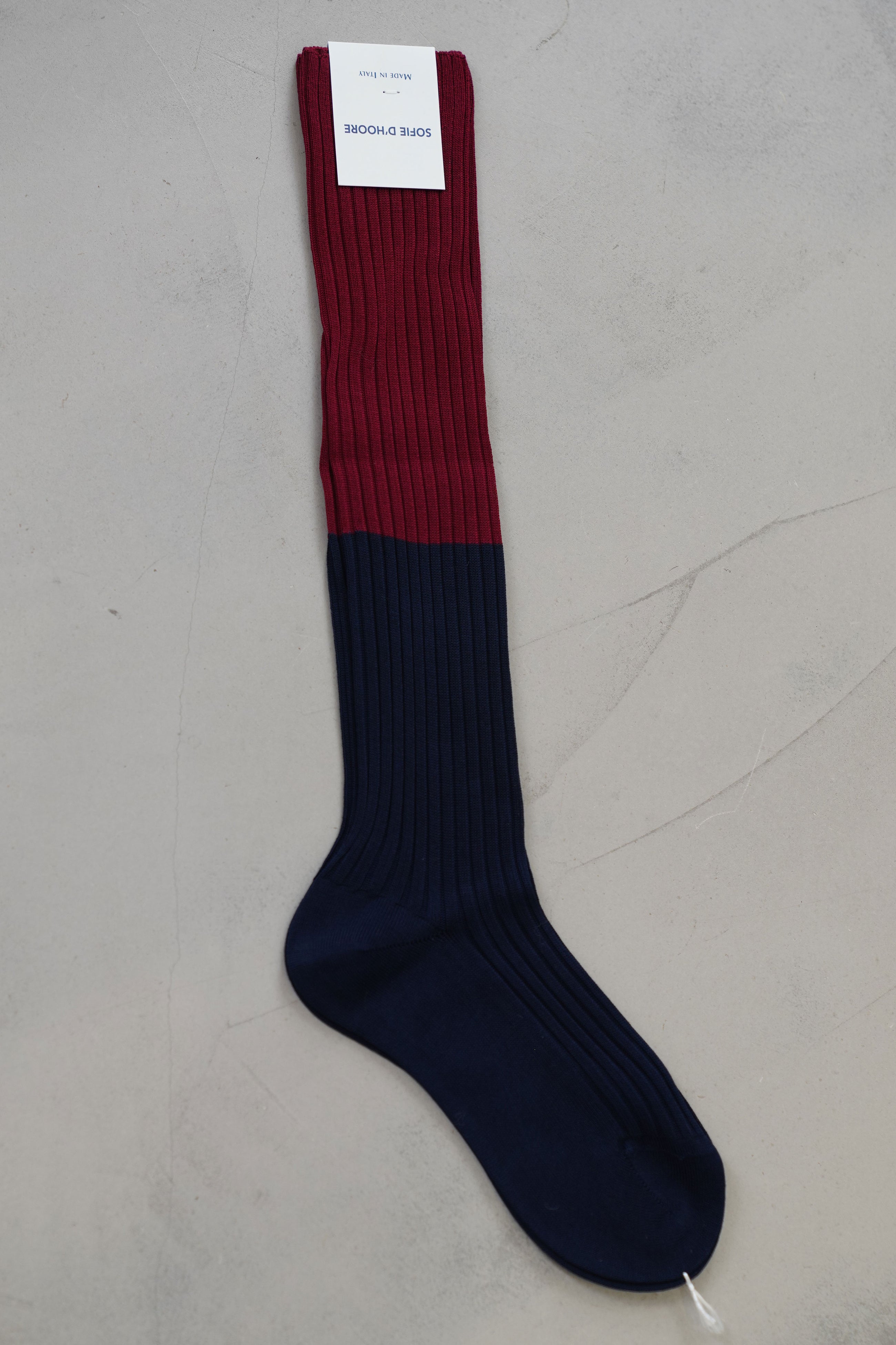 friday bi-colored ribbed long socks navy