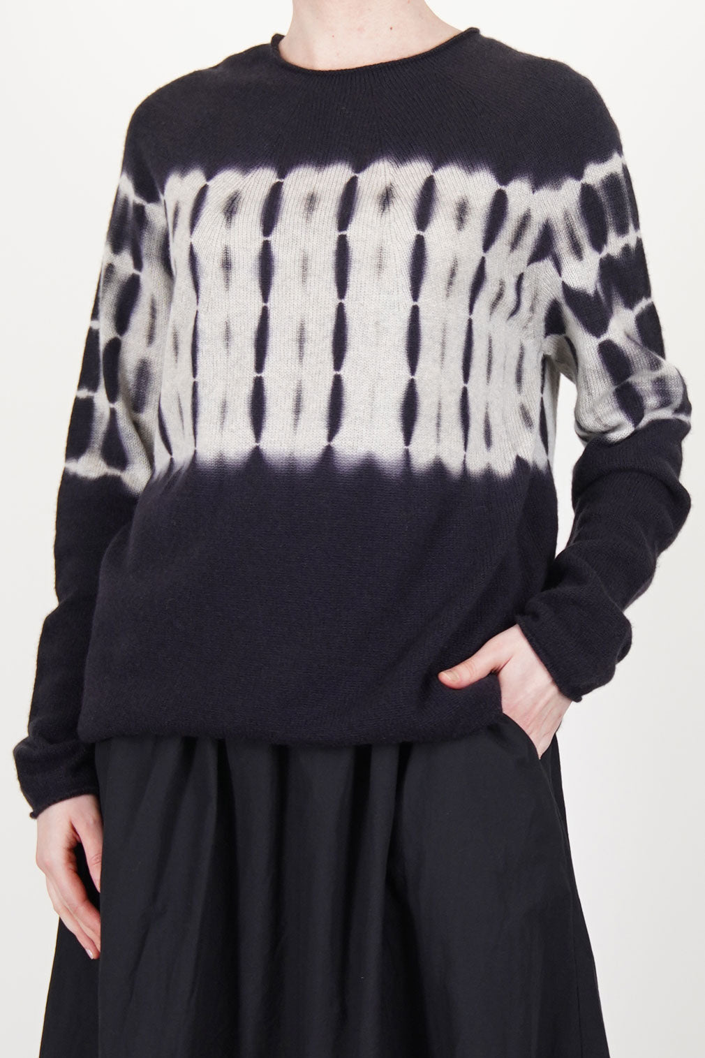 cashmere long pullover black light grey