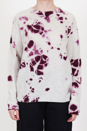 suzusan cashmere seamless pullover long dark purple light grey crafted in ultra soft cashmere material and hand dyed using the madara shibori technique. 