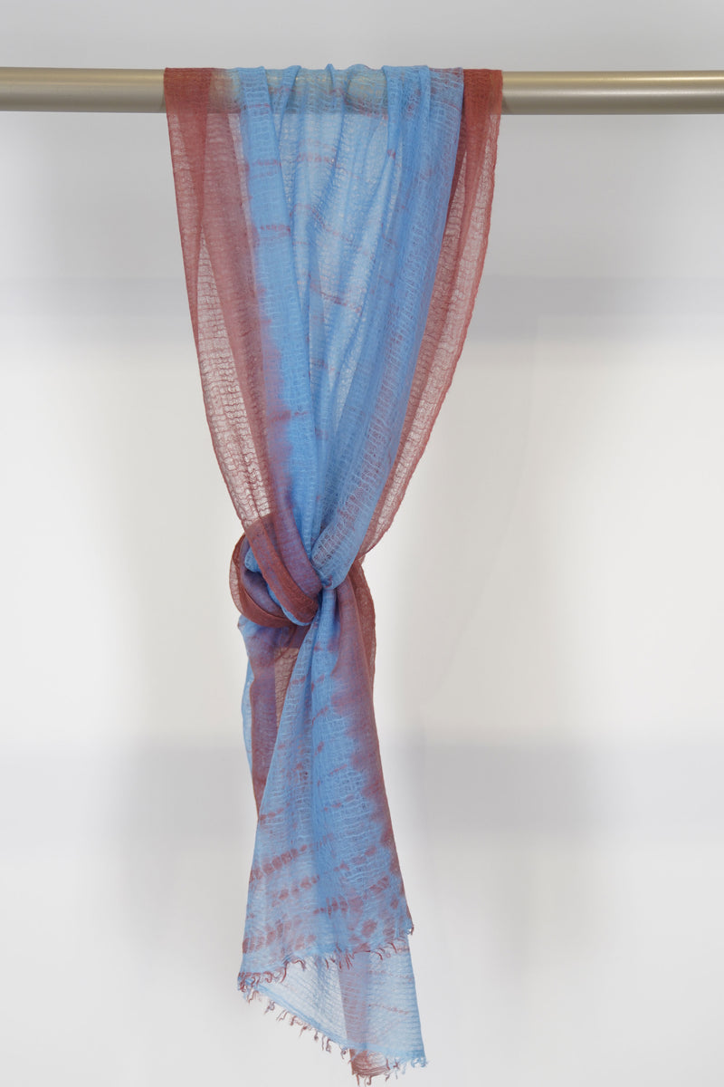 cashmere shawl feather weight deep orange sky blue