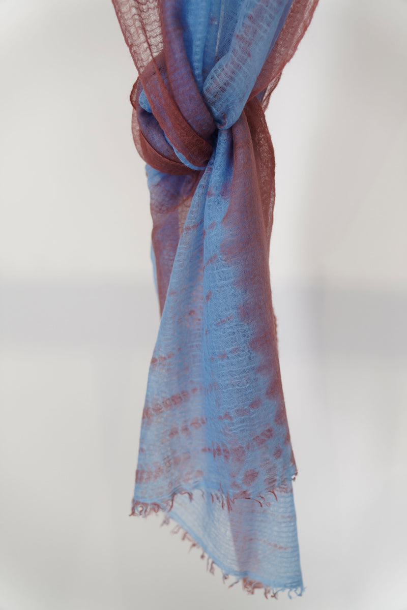 cashmere shawl feather weight deep orange sky blue