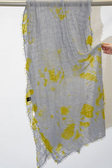 cashemere shawl fringed olive light grey