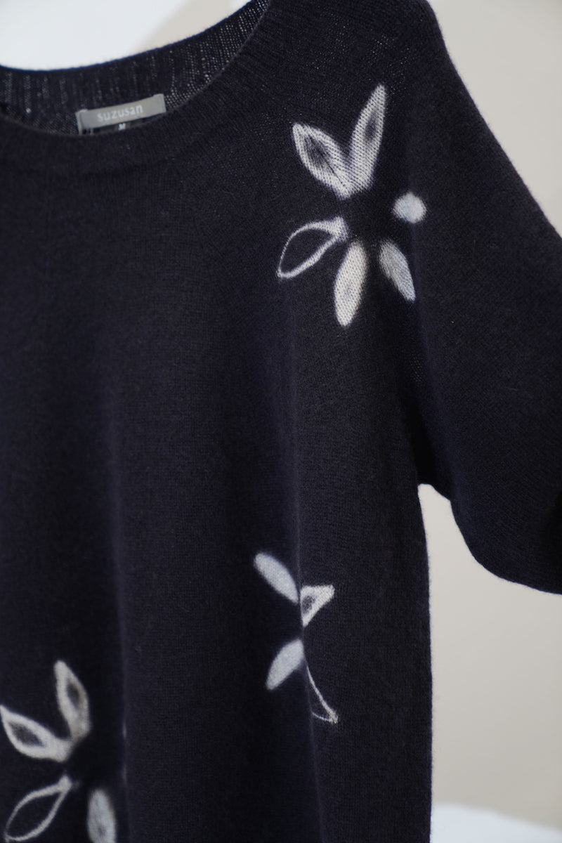 cashmere short pullover black light grey