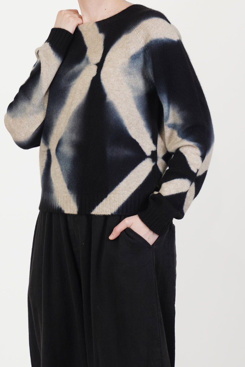 cashmere short pullover black sand