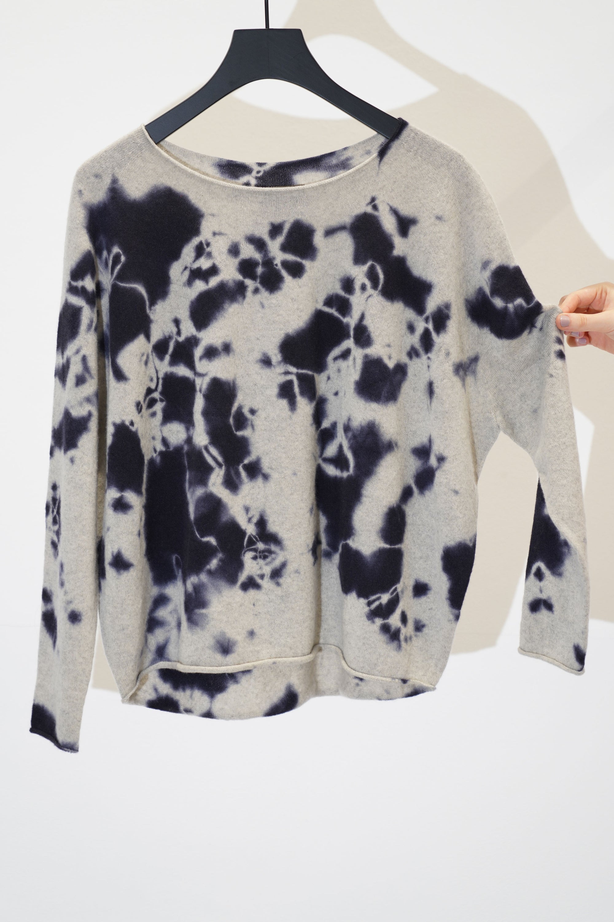 cashmere wide pullover black light grey