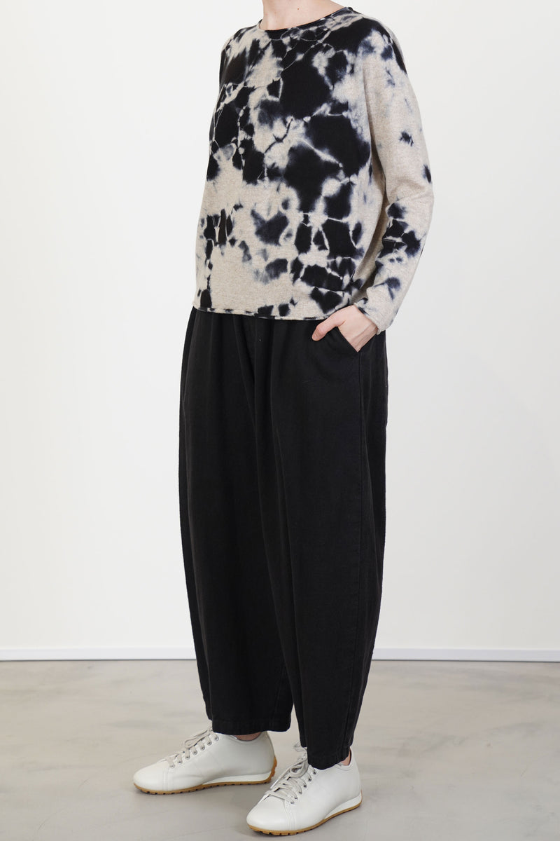 cashmere wide pullover black sand
