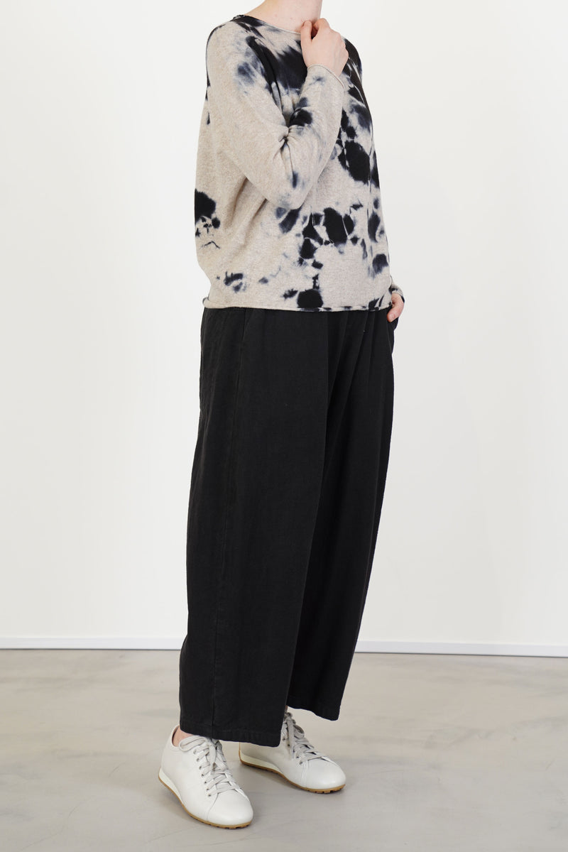 cashmere wide pullover black sand