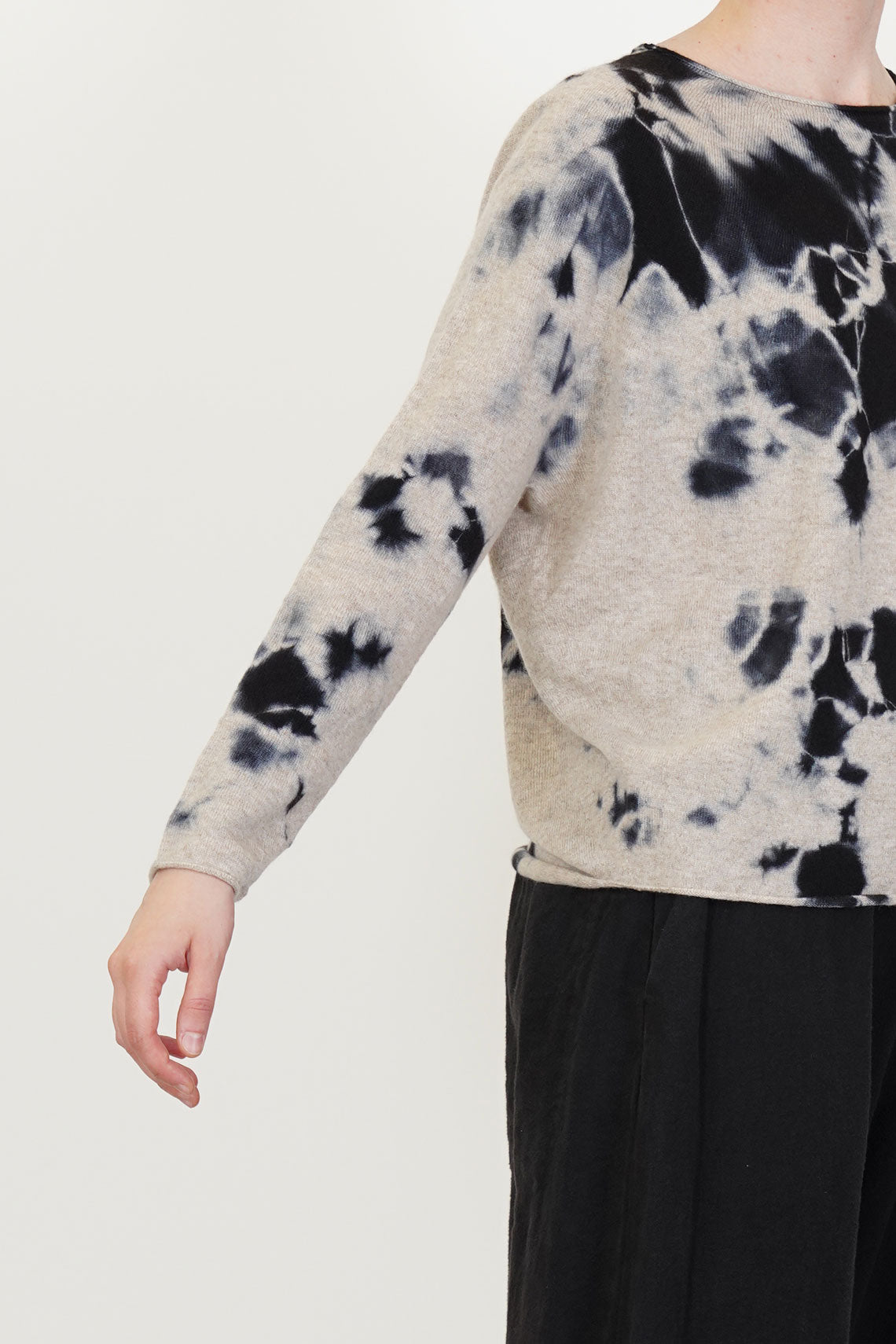 cashmere wide pullover black sand