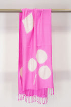 eri silk woven shawl card pink natural white