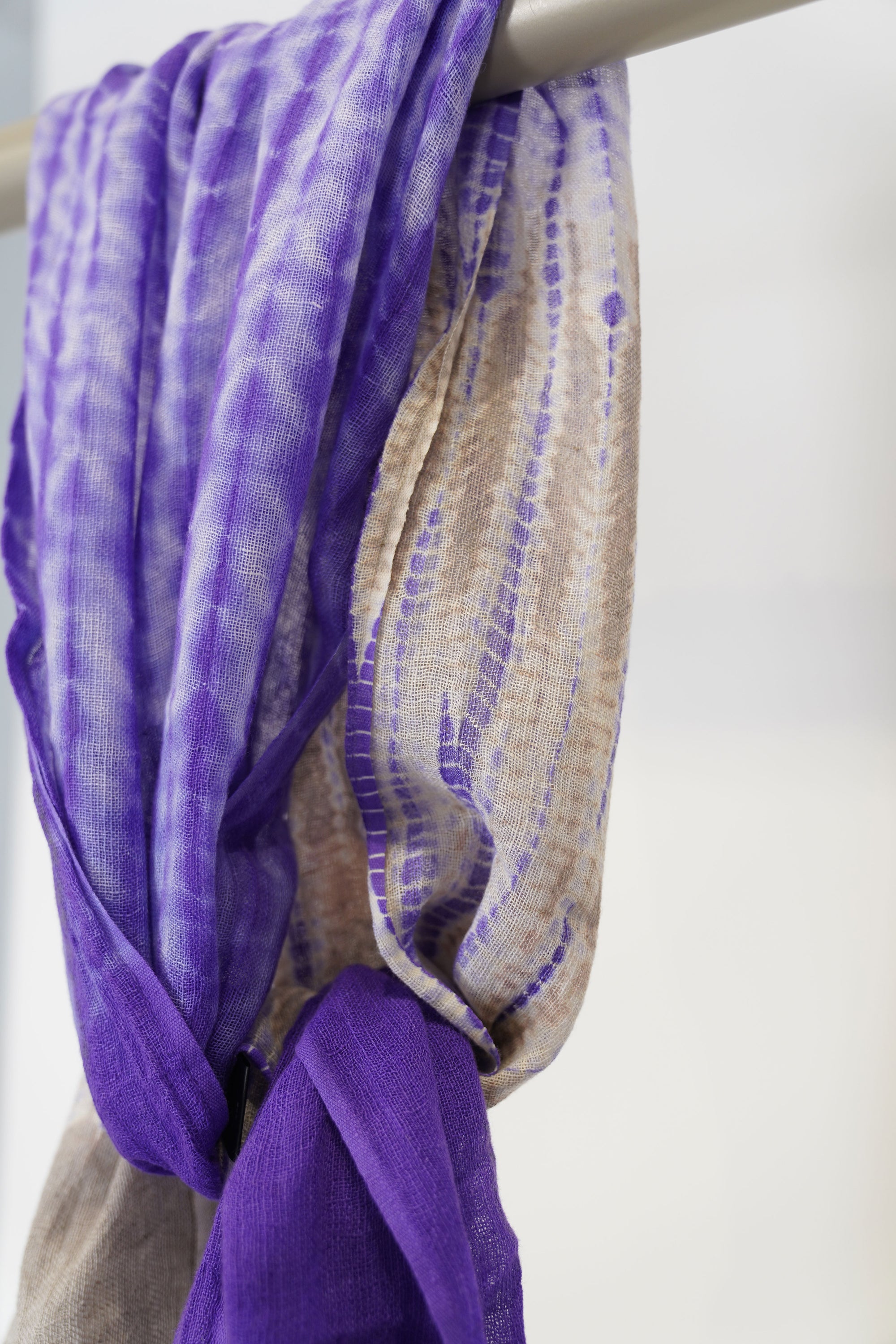 hand woven linen shawl purple grey petal