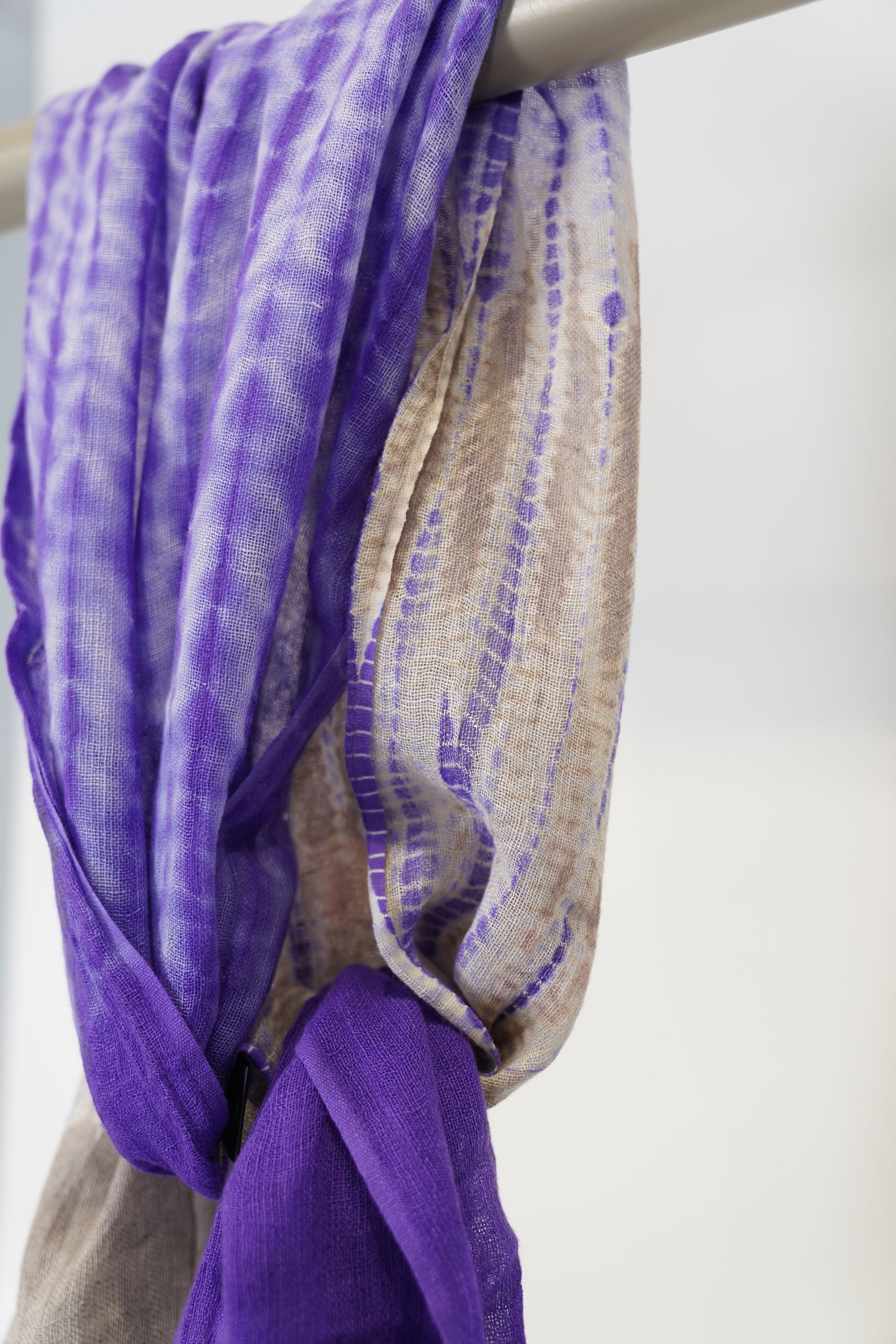 hand woven linen shawl purple grey petal