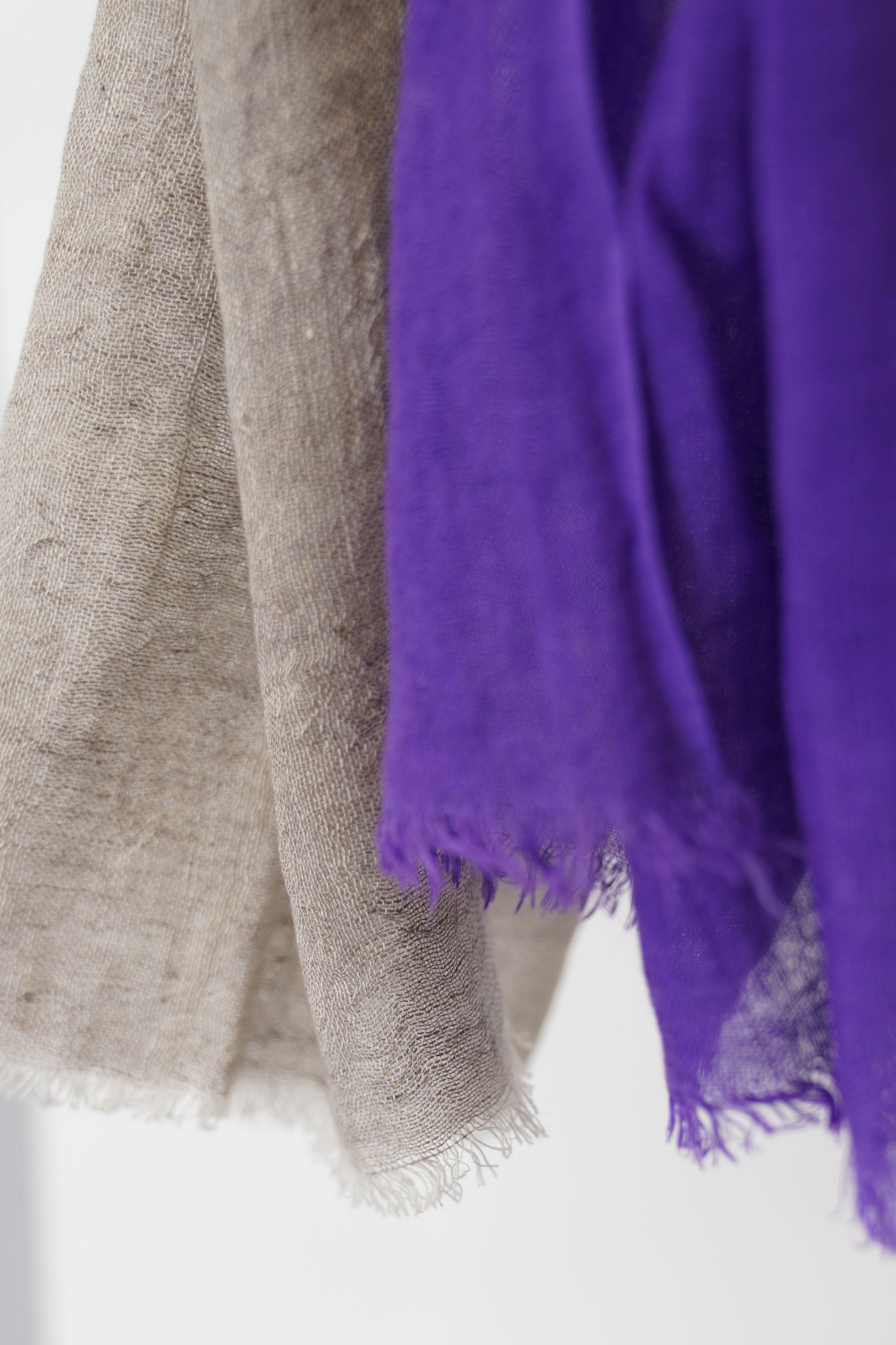 hand woven linen shawl purple grey petal