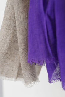 hand woven linen shawl purple grey petal